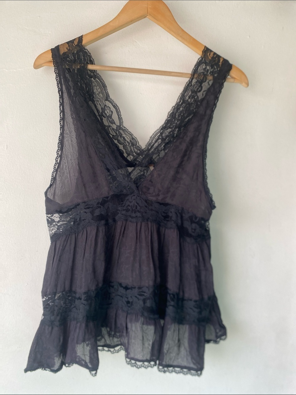 Free People M Black Lace Trapeze Top - Picture 4 of 12
